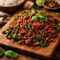 Minced Beef with Chilli Garlic Holy Basil