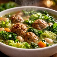 Minestra Escarole and Little Meatballs Soup