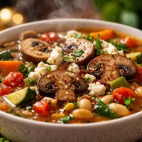 Minestrone with Mushrooms and Feta