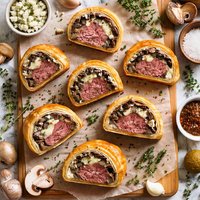 Mini Beef Wellingtons with Mushrooms and Gorgonzola