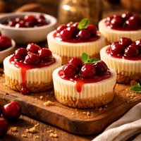 Mini Cherry Cheesecakes with Vanilla Wafer Crusts