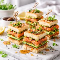 Mini Club Sandwiches with Salmon Carpaccio and Maple