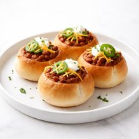 Mini Dinner Roll Chili Bowls