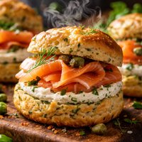 Mini Herbed Scones with Smoked Salmon