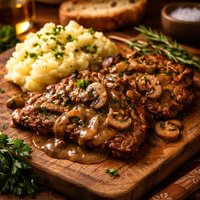 Minute Steak with Mushroom Gravy
