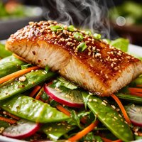 Miso Fish with Snow Peas Salad