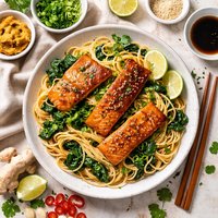 Miso Salmon Spaghetti