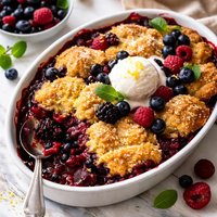 Mixed Berry Cobbler with Cornmeal Crust