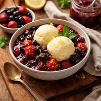 Mixed Berry Compote with Lemon Sorbet