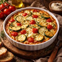 Mixed Courgette and Cherry Tomato Clafouti with Cheese