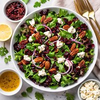 Mixed Greens with Pecans Goat Cheese and Dried Cranberries