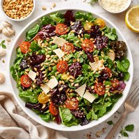 Mixed Salad Greens with Pignoli and Fresh Parmesan