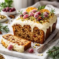 Modern Twist on Fruitcake W White Chocolate Cream Cheese Icing