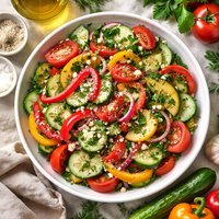 Moldovan Tomato Cucumber Pepper Salad
