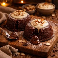 Molten Chocolate Cakes with Almond Creme