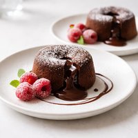 Molten Chocolate Cakes with Sugar Coated Raspberries