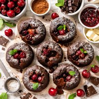 Molten Chocolate Cherry Baby Cakes