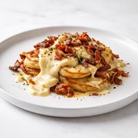 Molten French Camembert Potato Gratin with Bacon and Onions
