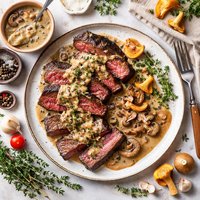 Moose Steak with Mushroom Sauce
