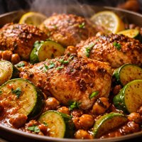 Moroccan Braised Chicken with Zucchini