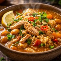 Moroccan Chicken Soup with Apricot Couscous