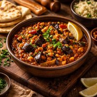 Moroccan Chickpea and Eggplant Aubergine Stew