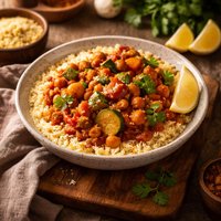 Moroccan Chickpea and Vegetable Stew with Couscous