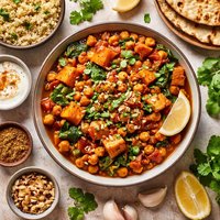 Moroccan Chickpeas and Sweet Potatoes