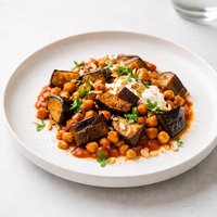 Moroccan Eggplant with Garbanzo Beans