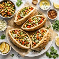 Moroccan Garbanzo Bean and Feta Pitas