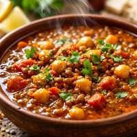 Moroccan Lentil Soup with Chickpeas