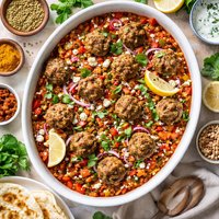 Moroccan Meatball and Lentil Bake with Company
