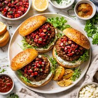 Moroccan Spiced Lamb Burgers with Beet Salsa