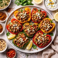 Moroccan Spiced Lamb Stuffed Bell Peppers