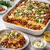 Moroccan Spiced Pastitsio with Lamb and Feta