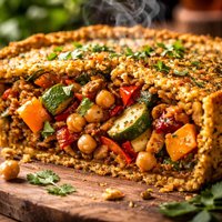Moroccan Vegetable Pie with Chickpea Crust