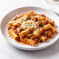 Mostaccioli Baked Pasta with Creamy Sauce Italian Sausag