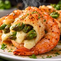 Mozzarella and Asparagus Stuffed Shrimp