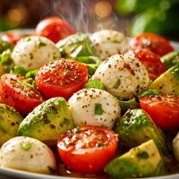 Mozzarella Avocado and Tomato Salad in Vinaigrette