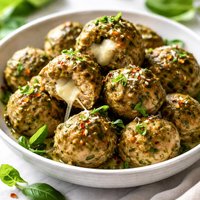Mozzarella Stuffed Pesto Turkey Meatballs