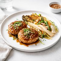 Mu Shu Chicken Patties with Seared Napa Cabbage