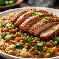 Mung Beans with Duck Over Brown Rice