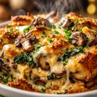 Mushroom and Cheese Strata