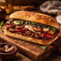 Mushroom and Roasted Pepper Sandwich