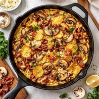 Mushroom Bacon and Potato Frittata