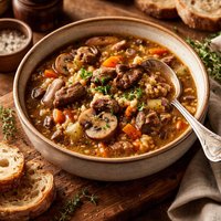 Mushroom Barley and Beef Soup