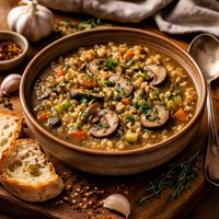 Mushroom Barley Garlic Soup