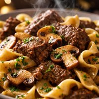 Mushroom Beef and Noodles