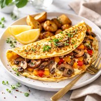 Mushroom Bell Pepper and Cheese Omelet