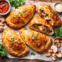 Mushroom Caramelized Onion and Cheese Calzones